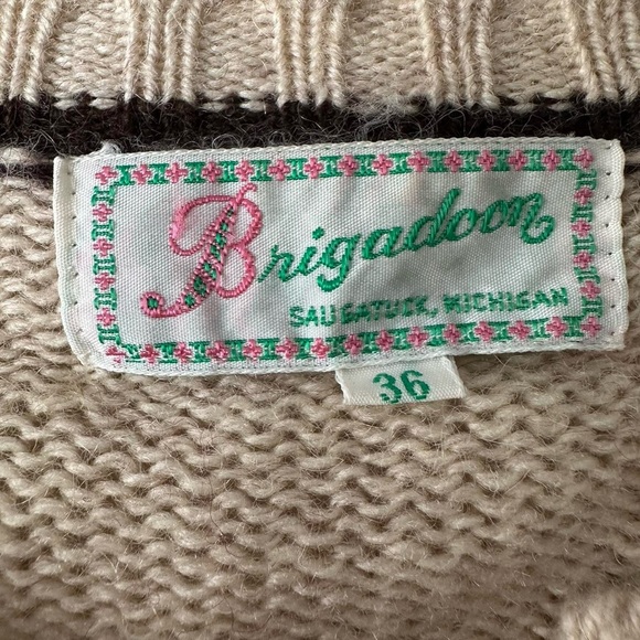 1950s 1960s 60s Vintage Brigadoon Brown Cardigan Two Tone Retro Boho Coquette - Picture 4 of 8